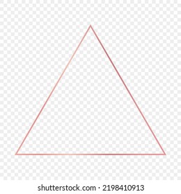 Rose gold glowing triangle frame isolated on transparent background. Shiny frame with glowing effects. Vector illustration