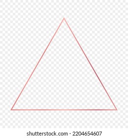 Rose gold glowing triangle frame isolated on transparent background. Shiny frame with glowing effects. Vector illustration