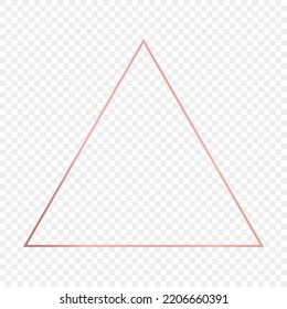 Rose gold glowing triangle frame isolated on transparent background. Shiny frame with glowing effects. Vector illustration
