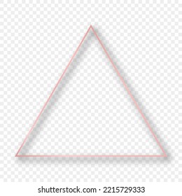 Marco triangular dorado rosa con sombra aislada sobre fondo transparente. Marco brillante con efectos brillantes. Ilustración del vector