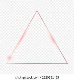 Rose gold glowing triangle frame isolated on transparent background. Shiny frame with glowing effects. Vector illustration