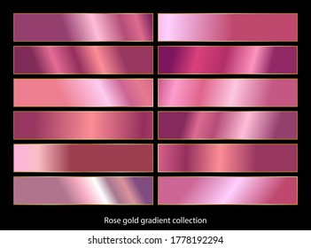 Colección de fondo de degradado de oro rosa. Ilustración vectorial.