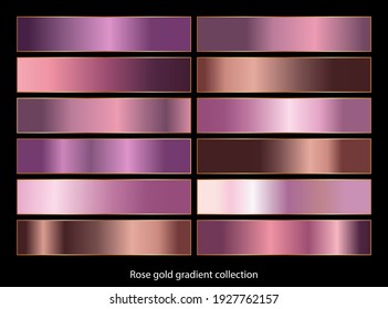 Rose gold gradient backgrounds collection. Vector illustration.