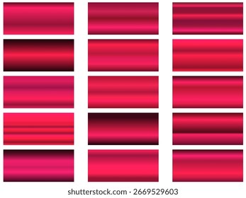 Colección de fondos de gradiente de oro rosa. Conjunto de texturas metálicas rosadas. Gradientes metálicos rosados, colección de muestras.