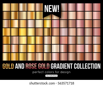 Rose Gold Gradient Collection. Trend Colors. Vector Metal Texture