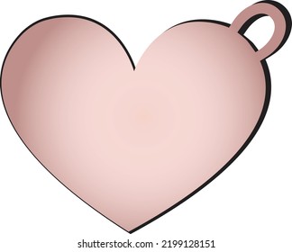 Rose Gold Heart Charm Vector Sketch