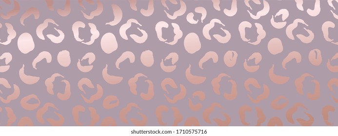 Rose gold leopard texture pattern design vector. Stylised Spotted Leopard Skin Background for Fabric, Print, Fashion, Wallpaper. Vector illustration.