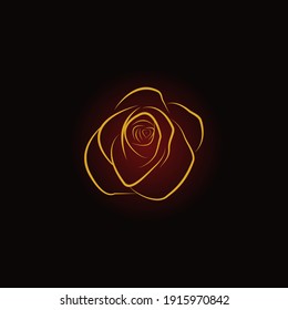 Rose gold line vector illustration on black and red background.