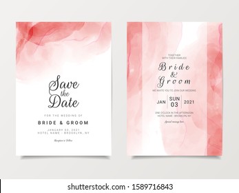 Rose gold liquid wedding invitation card template set. Abstract background save the date, invitation, greeting card, cover vector