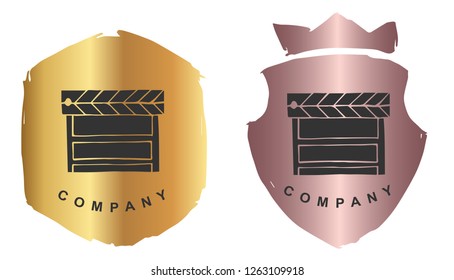 Rose Gold Logo Design of Film Video Play. Vector, Illustration, Hand Drawn and Doodle. EPS10