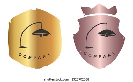 Rose Gold Logo Design of Lamp Furniture. Vector, Illustration, Hand Drawn and Doodle. EPS10