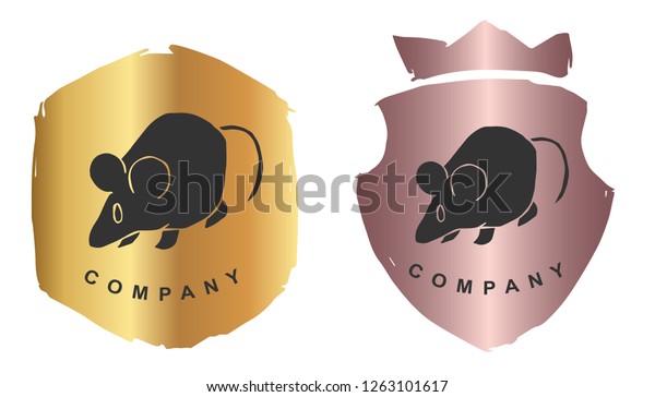Rose Gold Logo Design Rat Mouse Stock Vector (Royalty Free) 1263101617 ...