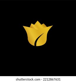 Rose gold logo. Rose gold flower suitable for luxury and simple brand logos. vector gold flower flat design logo 
