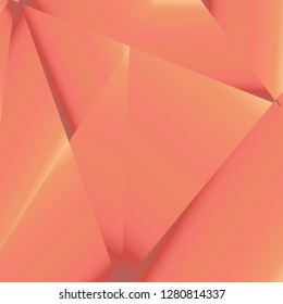 Rose gold luxury background. Vector polygon abstract polygonal geometric triangle background. Diamond peach jewelry. Low poly illustration. Abstract geometric polygonal shape. Summer bright orange.