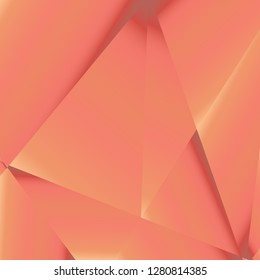 Rose gold luxury background. Vector polygon abstract polygonal geometric triangle background. Diamond peach jewelry. Low poly illustration. Abstract geometric polygonal shape. Summer bright orange.