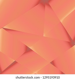 Rose gold luxury background. Vector polygon abstract polygonal geometric triangle background. Diamond peach jewelry. Low poly illustration. Abstract geometric polygonal shape. Summer bright orange.