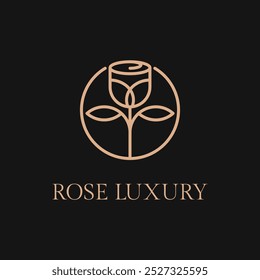 rose gold luxury logo design concept idea with label circle
