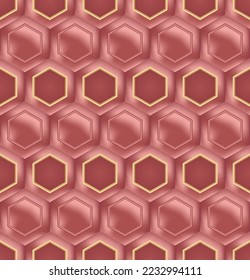 rose gold luxury seamless pattern and background for creative surface deigns. luxury honeycomb hexagons background