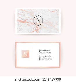 Rose Gold Marble Business Card Template 