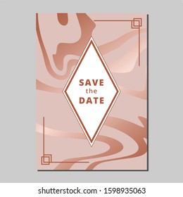 Rose Gold Marble Liquid Vector Template, Lovely Background, Valentine Template