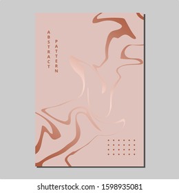 Rose Gold Marble Liquid Vector Template, Lovely Background, Valentine Template