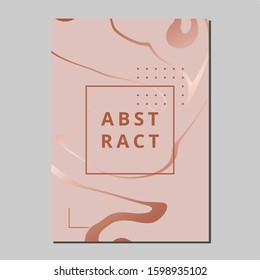 Rose Gold Marble Liquid Vector Template, Lovely Background, Valentine Template