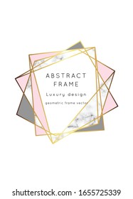 Rose gold marble modern wedding invitation.Geometric shape frame.Luxury vector.Perfect for design brochure, flyer, cover, poster, card, logo, business identity style.