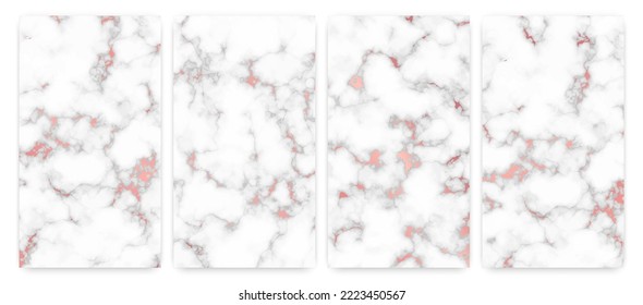Fondo de textura de mármol dorado rosa. El conjunto consta de cuatro telones de fondo abstractos de piedra de granito de mármol. Ilustración del vector