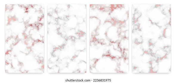 Fondo de textura de mármol dorado rosa. El conjunto consta de cuatro telones de fondo abstractos de piedra de granito de mármol. Ilustración del vector