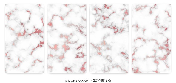 Fondo de textura de mármol dorado rosa. El conjunto consta de cuatro telones de fondo abstractos de piedra de granito de mármol. Ilustración del vector