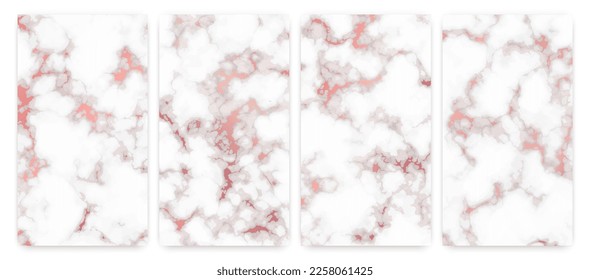 Fondo de textura de mármol dorado rosa. El conjunto consta de cuatro telones de fondo abstractos de piedra de granito de mármol. Ilustración del vector