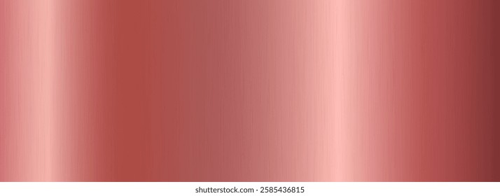 Rose gold metallic gradient texture. Pink golden metal foil background. Horizontal shiny sheet for label, plate, plaque, sign, tag, print. Textured material metal surface. Vector backdrop