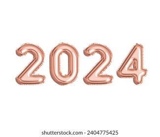 The rose gold number 2024 decorative air balloon for New Year Eve, countdown, wedding, birthday celebrated party