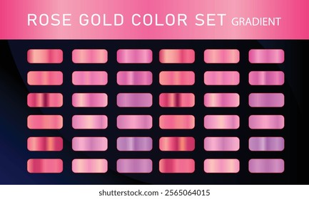 Rose Gold orange pupal, gradient, Vector foil texture gradients templates set. Collection of pink metallic gradient illustration gradation for backgrounds, cover, frame, ribbon,