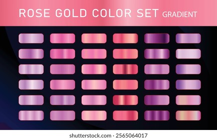 Rose Gold orange pupal, gradient, Vector foil texture gradients templates set. Collection of pink metallic gradient illustration gradation for backgrounds, cover, frame, ribbon,