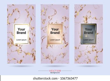 Rose gold packaging product design label and stickers templates, Suitable for luxury or premium products brands with marble texture (Vector EPS10, Fully editable and color change)