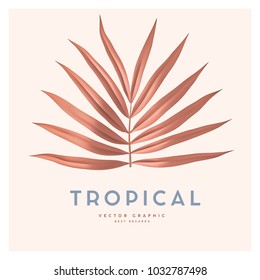 Rose Gold Palm leaf isolated for package design. Vector illustration.