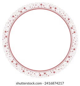 Rose Gold Peach Circle Frame with Rose gold stars Sparkling clipart icon Vector 16