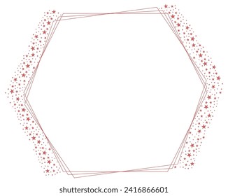 Rose Gold Peach hexagonal or hexagonal frame with Rose gold stars Sparkling clipart icon Vector 12