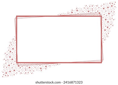Rose Gold Peach square or rectangular frame with Rose gold star sparkling clipart icon Vector 14