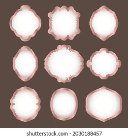Rose Gold Picture Frames In Vintage Style, Victorian Ornamental Frames, Luxury Metallic Borders