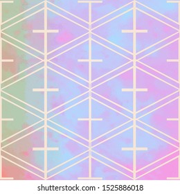 Rose gold, Pink & Blue Art Deco Trellis 
