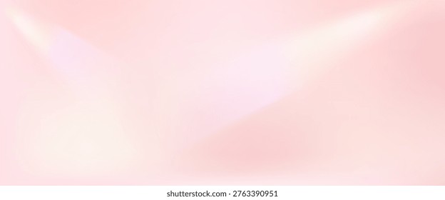 Rose gold pink gradient with prism light for print template. Pastel retro gradation in soft dreamy background with magic leak. Rose gold vector backdrop and abstract holographic shine.