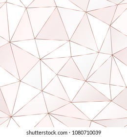 Rose Gold Polygonal Seamless Pattern With Triangle Tiles.