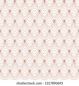 Rose gold royal pattern seamless vector. Luxury background. Mermaid scale design for birthday gift, wedding wrapping paper, beauty spa salon, yoga wallpaper, holiday christmas backdrop.