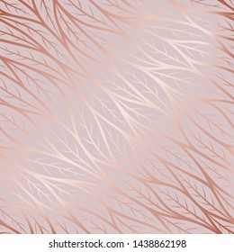Rose gold. Seamless pattern. Beautiful delicate background. Modern stylish floral pattern. Trend design for cover, textile, fabric, interior, paper, packaging, wallpaper, print, background, template, decor