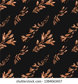 Rose gold seamless pattern. Floral wedding background or wrapping paper design. Brochure endless backdrop. Vector
