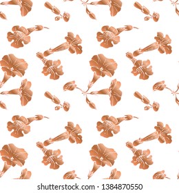 Rose gold seamless pattern. Floral wedding background or wrapping paper design. Brochure endless backdrop. Vector
