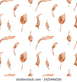 Rose gold seamless pattern. Floral wedding background or wrapping paper design. Brochure endless backdrop. Vector
