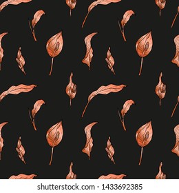 Rose gold seamless pattern. Floral wedding background or wrapping paper design. Brochure endless backdrop. Vector